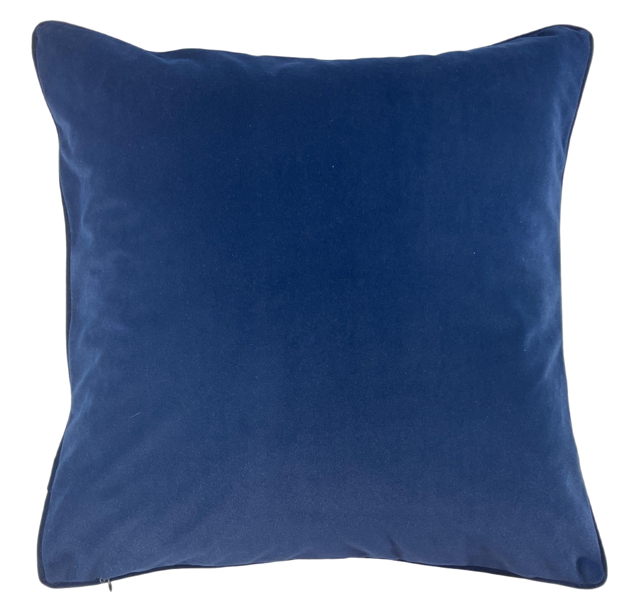 Malini Lge Slub Cream With Navy Piping & Navy Rev Square Cushion 56x56
